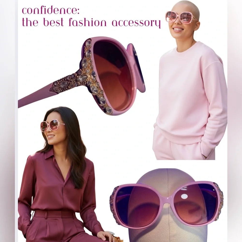 SUNGLASSES: Light Pink Frame & Lens w/Exquisite Matching Rhinestones, NWT
